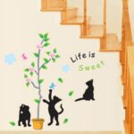 Lovely chats feuilles Papillons Arbre Fleurs Sticker mural Sticker Home Papier amovible Salon Salle à manger Chambre Cuisine Art Picture murals DIY Stick filles garçons enfants jeux chambre bébé Décoration - Image 4