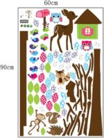 Cartoon Animals Wall Stickers Butterflies Trees Flowers Removable Wall Decals Home Decor PVC Art Mural Baby Boys Girls Kids Bedroom Kitchen Room Decoration Wall Sticker  size 60x90  df5078 - Image 4