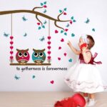 Hm31001 Wall Sticker Decoration Wall Decor Wallpaper Sticker Goods Wall Rental Room OK Owl Butterfly Butterfly Love Love Tree Swing Two Owls Beautiful Wall Sticker - Image 2
