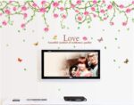 Home Decor Line PVC Art Decoration Removable Pink Roses Romantic Flower Rattan Style for Wedding Room Home Decals Mural Restaurant Bedroom Sitting Room Sofa TV Background by size 60x90 ay9150a - Image 5