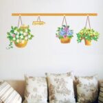 Wall Stickers Corridor Living Room Bedroom Background Wall Decoration Potted Flower Basket Flower Plant size 45x60 ay620 - Image 2