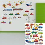 Transport and Vehicle Wall Stickers for a Nursery, Eco-Friendly Removable Colorful Car Train Boat Transport Kids Bedroom Wall Sticker Decal Kit size  50x70  dm570141 - Image 2