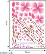 Color rosa flores mariposas vinilo de pared para el hogar papel adhesivo extraíble Living comedor dormitorio Cocina murales arte imagen DIY Stick Niñas Niños Kids Nursery Baby sala de juegos decoración size 50x70 xl7057 - Image 7