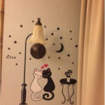 YUANCHENG Cat Wall Sticker For Kids Room Lamp and Butterflies Stickers Decor Decals size 50x70  dm570099
