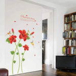 Wall decal sticker Red Hibiscus flower wall decal sticker SK9069 - Image 2