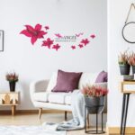 Ay647 Ubersweet® 3 Pieces Red Wall Sticker, Lily Flower Pattern Wall Decal, Removable Wall Sticker - Image 2