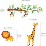 Lependor Little Monkeys Tree and Animals Height Chart Kids Wall Decals Wall Stickers Peel and Stick Removable Wall Stickers for Kids Nursery Bedroom Living... - Image 3