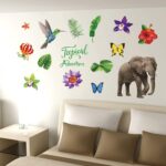 Tropical Rain Forest Wall Floor Stickers for Home Bedroom Backdrop Business Decoration Flower Wall Stickers Stitch Wall Decal SK7171  size 50x70 - Image 3