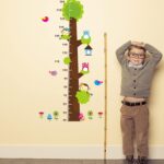 Simoshaw Height Measurement Growth Chart Tree Cute Monkey and Owls Wall Vinly Decal Decor Sticker - Image 2