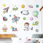 Space Astronaut Cartoon Wall Sticker Kids Room Outer Space Planet Galaxy Rocket Ship Decorative Wall Murals For Child's Favor size 50x70 xls7239 - Image 3