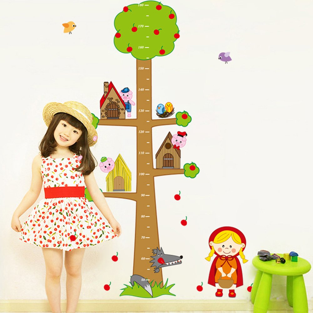 61n762AAygL._SL1001_8429e1ba-ba6b-4724-8ff8-c6d48ed81419 Abc 1038 Kid's Little Red Riding Hood and Tree Height Chart Wall Stickers - Image 1