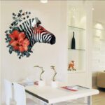 * Self Adhesive Wall Sticker Decorative DIY Decal Black Zebra Red Flower 3D Art Wall Stickers Bedroom Dining Living Room Wallpaper size 50x60 - Image 3