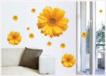 Daisy Flowers Wall Stickers Sunflower Wall Decals Yellow Red Pink Daisy Sunflower Wall Stickers Peel and Stick Removable Stickers for Nursery Kids Room Living Room (Yellow(2pcs)) size 45x60 ay6015c - Image 3