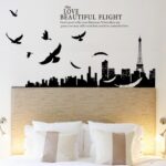 Paris Eiffel Tower living room removable quote vinyl wall decals stickers size 60x90 ay1913 - Image 3