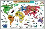Cartoon Background Colorful English Words World Map Wall Art Decals STICKERs  size 60x90 ay9112 - Image 3