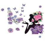 Head Flower Butterfly Rose Girl Removable Vinyl Wall Sticker Mj9011 - Image 2