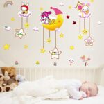 Wallpark Cute Smiling Star Moon Cartoon Rabbit Removable Wall Sticker Decal, Children Kids Baby Home Room Nursery DIY Decorative Adhesive Art Wall Mural size(60x90) xl8073 - Image 2