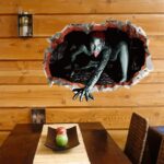 3D Halloween Wall Stickers 1 Sheet Scary Wall-Broken Ghost Halloween Wall Decorations 3D Realistic Hallow Art Murals Ghost Hand Scratching Wall Decals for Bar Bedroom Ceiling Living Room Shop Decor size 50x70 sk6044 - Image 2
