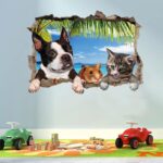 Sk7150 Chinese Sticker Cute Cartoon Animal 3D Wall Stickers for Boys and Girls Bedroom, Creative Cat, Dog and Hamster Background Wall Decoration, Self-Adhesive Mural Stickers - Image 4