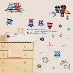 Wallpark Cartoon Cute Pirate Owl Sea Sailboat Map Removable Wall Sticker Decal, Children Kids Baby Home Room Nursery DIY Decorative Adhesive Art Wall Mural size 50x70 sk7103 - Image 3