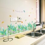 Wall Papers Green Leaves Baseboard Bathroom Kitchen Cupboard Decor Grass Plants Skirting Line Wall Stickers Decals size 50x70 sk7129