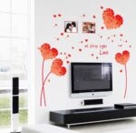 BIBITIME at First Sight Love Valentines Day Photo Frame Wall Stickers Couple Lovers Bedroom Heart Flower Picture Frame Vinyl Decal for Living Room size 50x70 ay7176e - Image 4