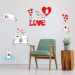 Cute Cartoon Cat Wall Stickers Cupboard Room Glass Windows Decals SK5002 - Image 3