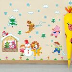 Winter Snow Animals Skiing Children Snowman Wall Stickers Kids Room Bedroom Kindergarten Removable Kids Playing Game Stickers - Image 6