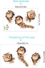 XH6215 3D Stickers Animals Large Cat Stickers Wall Cute Cat Wallpaper Art Decoration for Bedroom, Nursery, Toilet, Kitchen, Living Room, Boys and Girls - Image 4