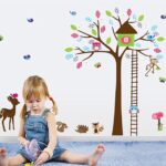 Cartoon Animals Wall Stickers Butterflies Trees Flowers Removable Wall Decals Home Decor PVC Art Mural Baby Boys Girls Kids Bedroom Kitchen Room Decoration Wall Sticker  size 60x90  df5078 - Image 3