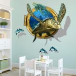 BEST OF BEST Ocean Sea Turtle Wall Sticker Home Decal Removable PVC Murals Wallpaper Girls Boys Kids Baby Nursery Bedroom Living Room Bathroom Kitchen Window Playroom Decor size 60x90  xh0793c - Image 2