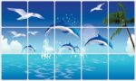 JAAMSO ROYALS Nature Blue Dolphine Wall Tiles Stickers Waterproof, Kitchen Stickers for Wall, Wall Sticker for Kitchen, Kitchen Sticker, Kitchen Tiles Wall Stickers size (75CM x 45CM) 3024 - Image 5