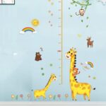 Growth Record Height Chart for Kids Children Growth Chart Wall Stickers Wall Stickers for Boys Girls Bedroom Nursery Wall Decor Cute Cartoon/Giraffe - Image 2