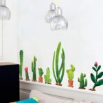 Xh9312 Green Cactus Potted Plant Wall Decal, Nature Tropical Leaf Wall Sticker for Kids, DILIBRA Removable DIY Art Murals Wall Decor for Bedroom Living Room Nursery Bathroom Home Decoration - Image 3