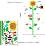 Measuring Ruler for Hanging on the Wall, Height Chart for Children, Sunflower, Measuring Chart for Children's Size Growth, Wall Art Stickers for Children's Room, Nursery Background, Removable size 50x70 sk7059 - Image 3