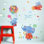 Sk7032  Elephant Kids Play Room Bedroom Nursery Kindergarten Removable Self-Adhesive Tile Wall Stickers - Image 3