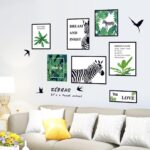 HEUREKA Green Plant with Zebra Design Peel and Stick Self Adhesive Wall Sticker (60 CM X 90 CM)