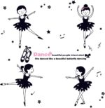 Xh1002 Dance Ballet Girls Kindergarten Classroom Cartoon Characters Children's Room Bedroom Wall Stickers, pvc white film material, big