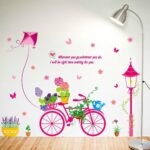 fashionbeautybuy Bike Flower Kite Wall Sticker Decal Home Decor PVC Murals Wallpaper House Art Picture Living Room Adult Senior Teen Kids Baby Bedroom Decoration size 50x70 xls7199 - Image 2