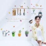 Trees Flowers Butterfly Wall Stickers Cartoon Animals Height Measurement Photo Frames Wall Decals Home Decor Mural Baby Boys Girls Kids Bedroom Kitchen Decoration (Gardening Plants Birds Butterfly) size 50x70 sk7107