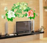 JAAMSO ROYALS Red and White with Green Leaves Design Self Adhesive Peel and Stick Decorative Wall Sticker for Wall Decor and Home Decor (60CM X 90CM) - Image 4