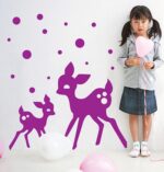 BIBITIME Mom Baby Purple Sika Deer Wall Sticker Polk Dot Decals for Nursery Children Kids Room Decor Study Bedroom Vinyl Art Mural Stickers size 50x70 xh6030 - Image 3