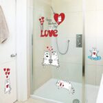 Cute Cartoon Cat Wall Stickers Cupboard Room Glass Windows Decals SK5002 - Image 5