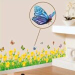 BEST OF BEST Little Yellow Flower Butterflies Baseboard Skirting Line Vinyl Wall Sticker Ay7025 - Image 4