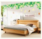 ABQ9701 Green Leaves and Butterfly stickers for walls of home, wall sticker for living room, wall stickers