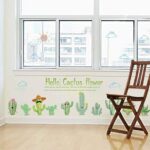 Tree Leaves Flowers Birds Wall Stickers Removable Wallpaper Home Decor PVC Art Mural Baby Boys Girls Kids Bedroom Room Window Decal (Hello Cactus Flower) - Image 2