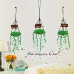 BEST OF BEST Elegant Green Plants Basket Wall Sticker Xh5176