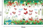 AY7186 Tattoo Green Grass Meadow Wall Sticker DIY Colourful Flowers & Butterflies Mural for Children's Room Living Room Bedroom Baseboard Hallway Wardrobe - Image 4