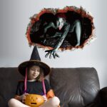3D Halloween Wall Stickers 1 Sheet Scary Wall-Broken Ghost Halloween Wall Decorations 3D Realistic Hallow Art Murals Ghost Hand Scratching Wall Decals for Bar Bedroom Ceiling Living Room Shop Decor size 50x70 sk6044 - Image 3