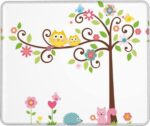 Cute Cartoon Owl Tree Flowers and Squirrel Waterproof Mouse Pad with Stitched Edge,Non-Slip Rubber Base Design for Laptop Or Desktop Computer size 20x25 zy1001 - Image 3